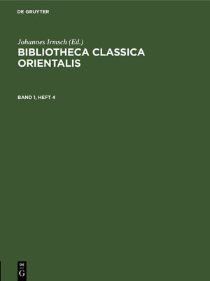 cover image of Bibliotheca Classica Orientalis. Band 1, Heft 4